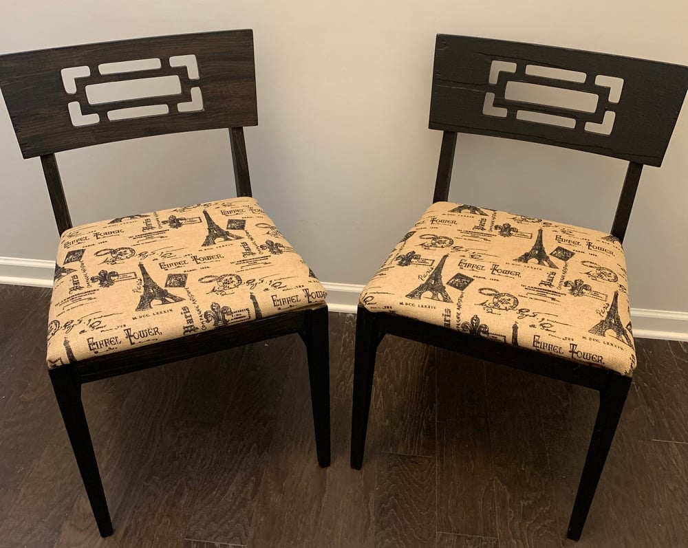Image of Vintage Paris Burlap Accent Chair Set 