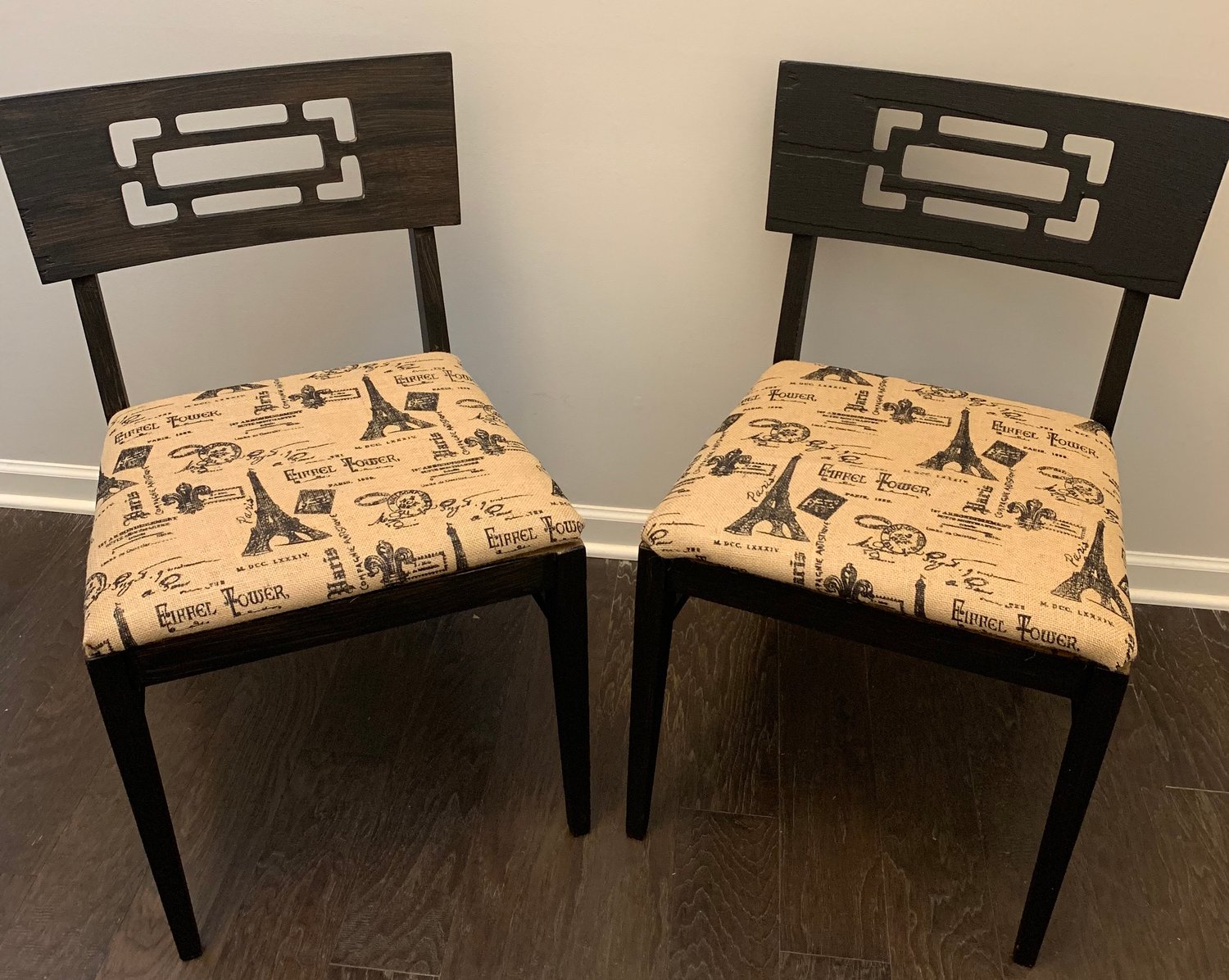 Image of Vintage Paris Burlap Accent Chair Set 