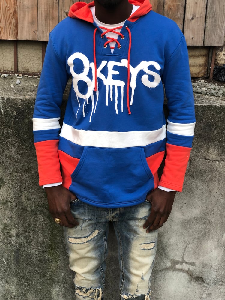 Image of 8keys Royal Blue hockey jersey hoody 