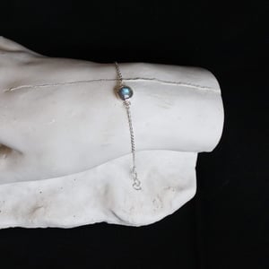 Image of Labradorite Moonstone checkered cut silver chain bracelet