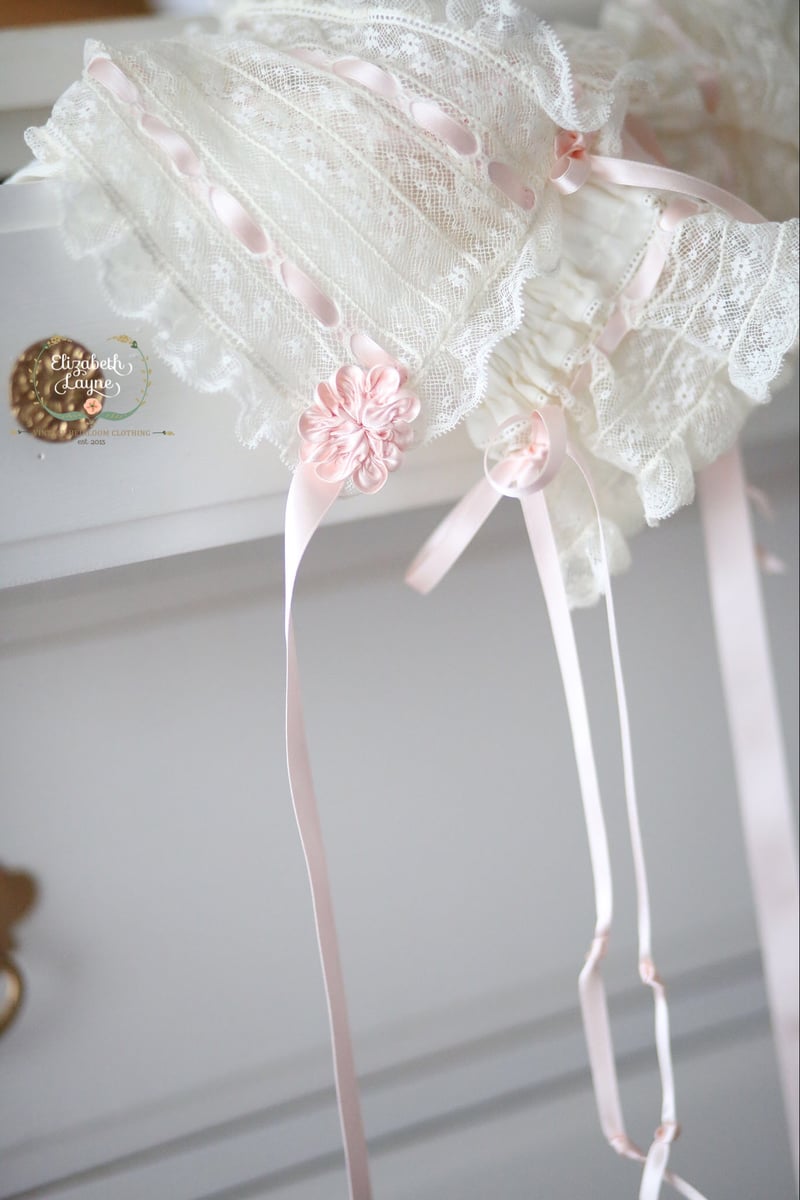 French Lace Bonnet & Lace Bloomer Set | Elizabeth Layne Heirloom French Lace Bonnet & Lace Bloomer Set | Elizabeth Layne Heirloom