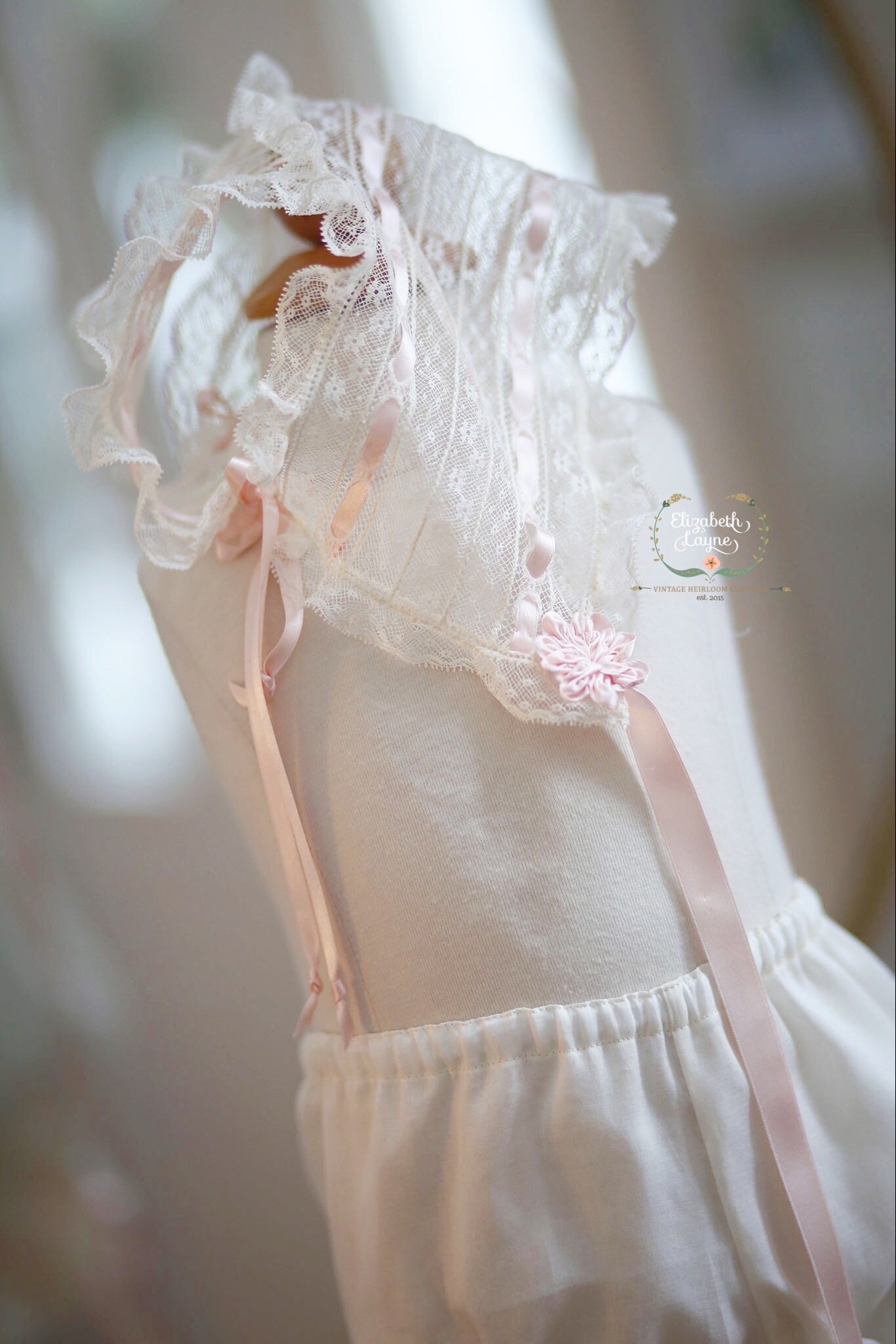 French Lace Bonnet & Lace Bloomer Set | Elizabeth Layne Heirloom French Lace Bonnet & Lace Bloomer Set | Elizabeth Layne Heirloom