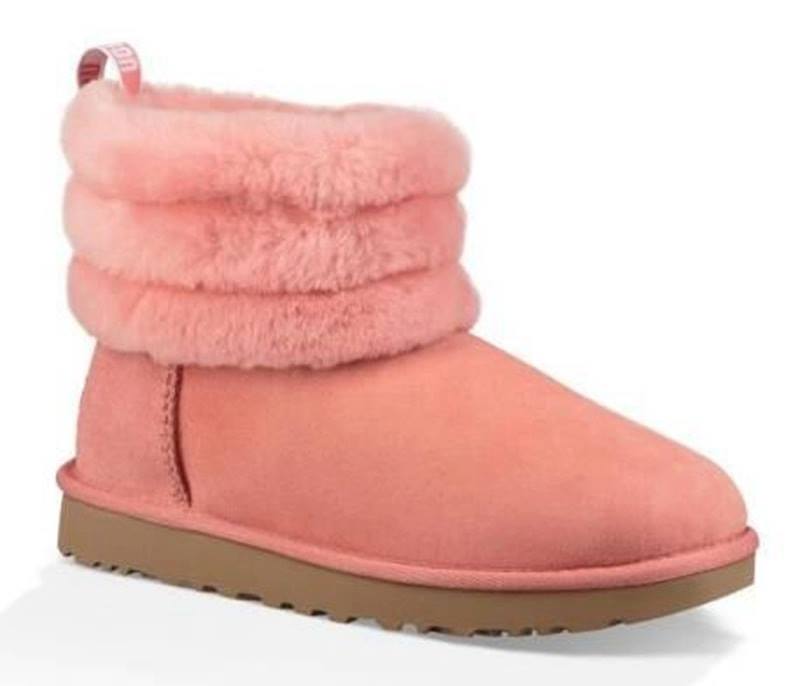 mini fluff quilted ugg boot pink