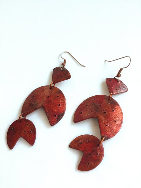 Image of Barbados Earrings / Burnt Copper Finish / Paper