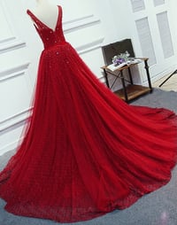 Image 3 of Beautiful Tulle Backless Long Prom Dresses , Prom Gown 