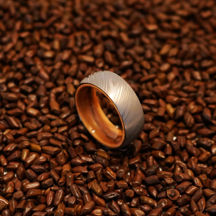 Image of Titanium & Olive Wood Wedding Ring Wedding Band