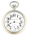 Dueber Swiss Mechanical Pocket Watch, Satin Chrome Open Face Case, Arabic Numerals, Model 1