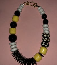Image 1 of Black, white & yellow necklace