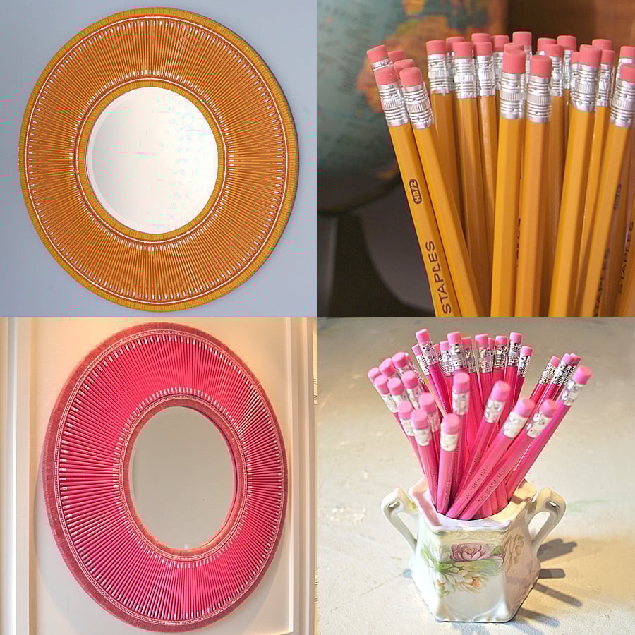 Image of Pencil Mirrors, 41.5" in diameter (one-of-a-kind Orange, one-of-a-kind Pink)