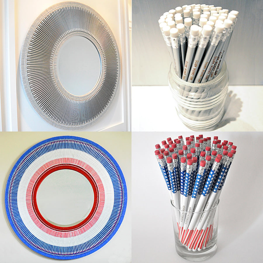 Image of Pencil Mirrors, 40.25" in diameter (one-of-a-kind Silver, one-of-a-kind Stars and Stripes)