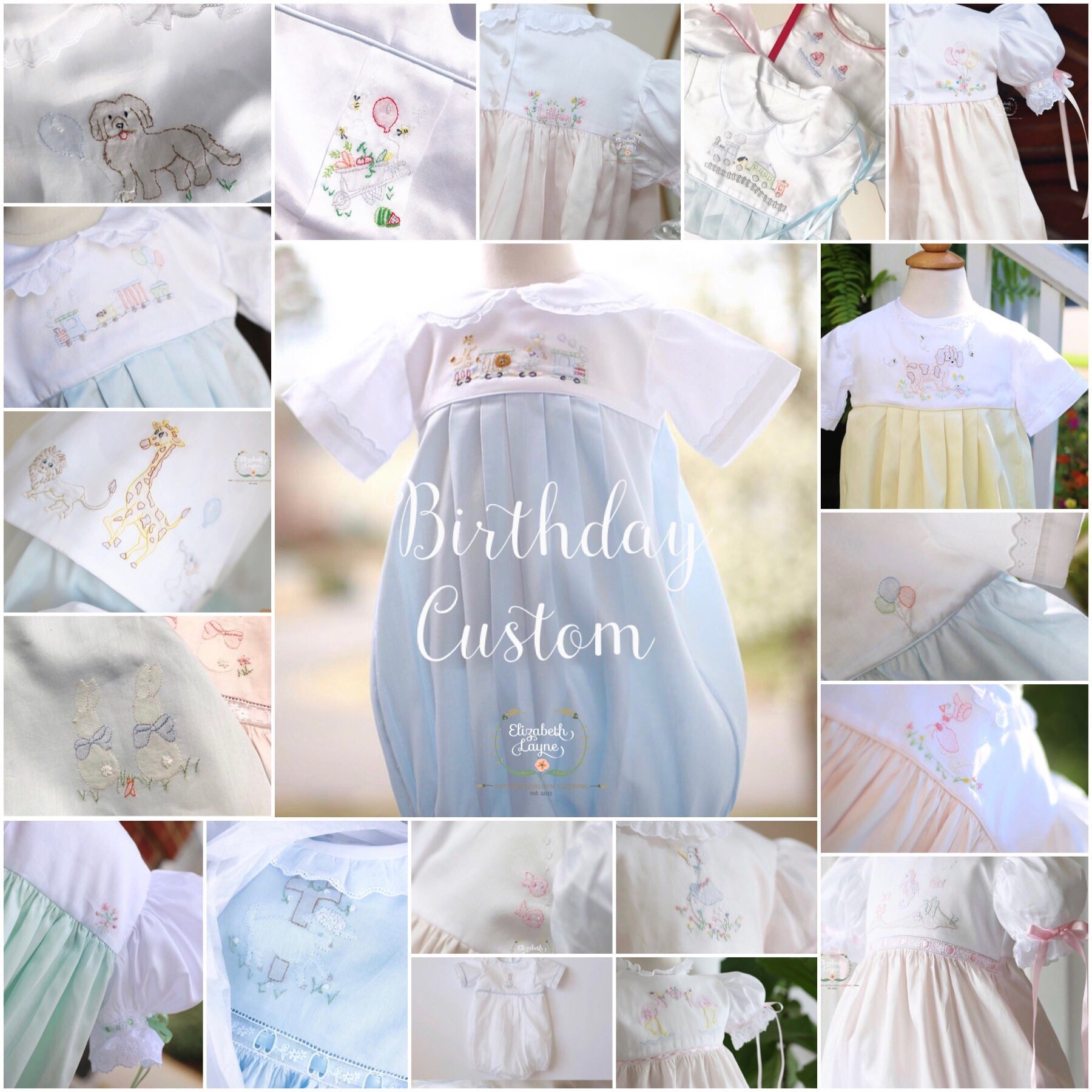 Hand Embroidered Shadow Work Birthday Custom | Elizabeth Layne Heirloom Hand Embroidered Shadow Work Birthday Custom | Elizabeth Layne Heirloom