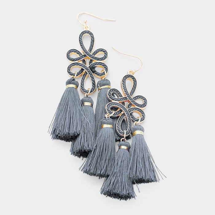 Image of Statement Grey Tassel Earrings
