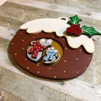 Image 3 of Christmas Pudding with cute mice