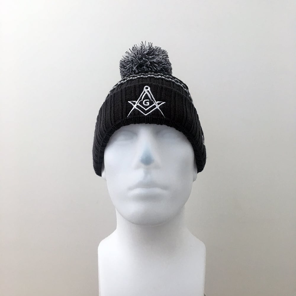 Image of Dark Graphite Ribbed Knit with Pom Pom