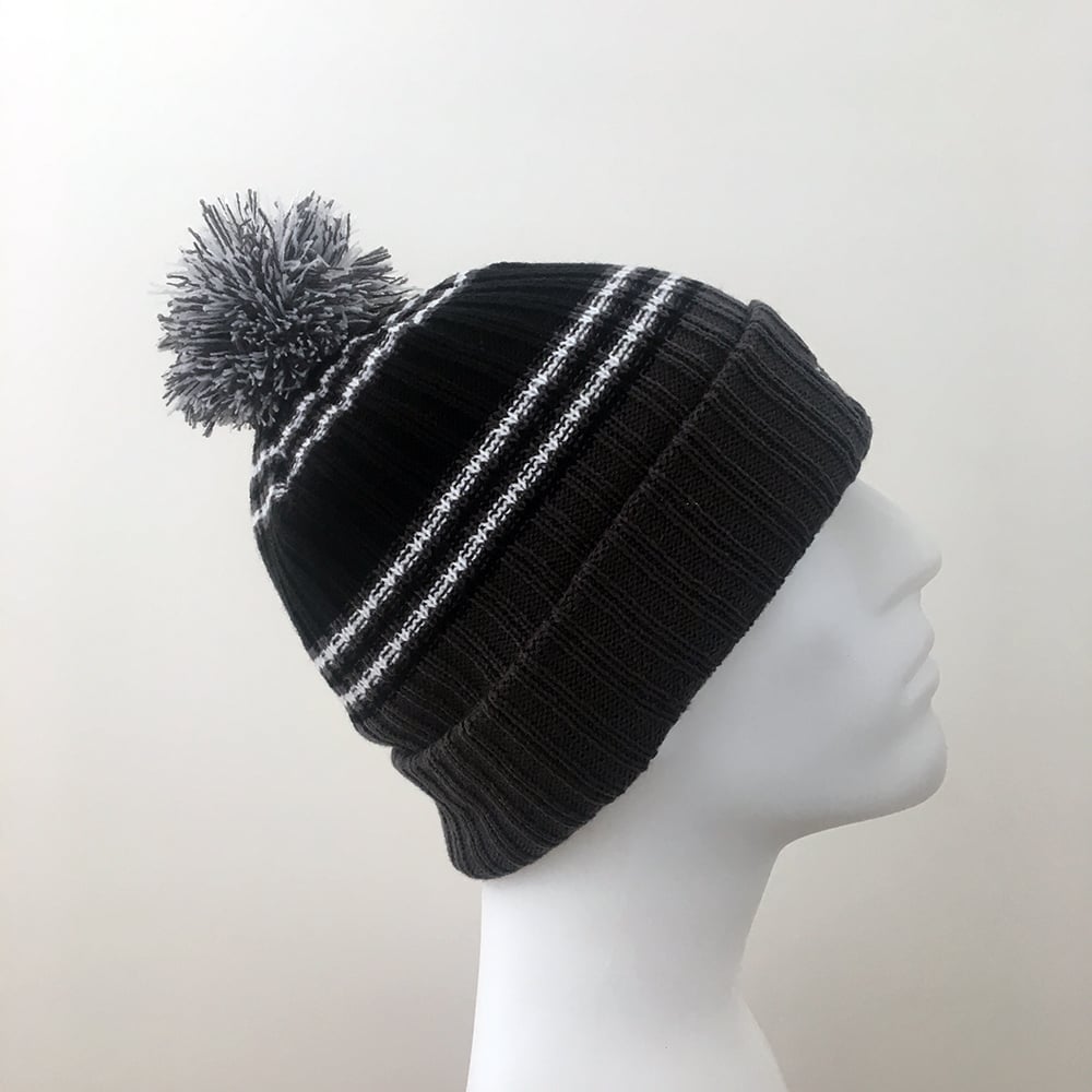 Image of Dark Graphite Ribbed Knit with Pom Pom
