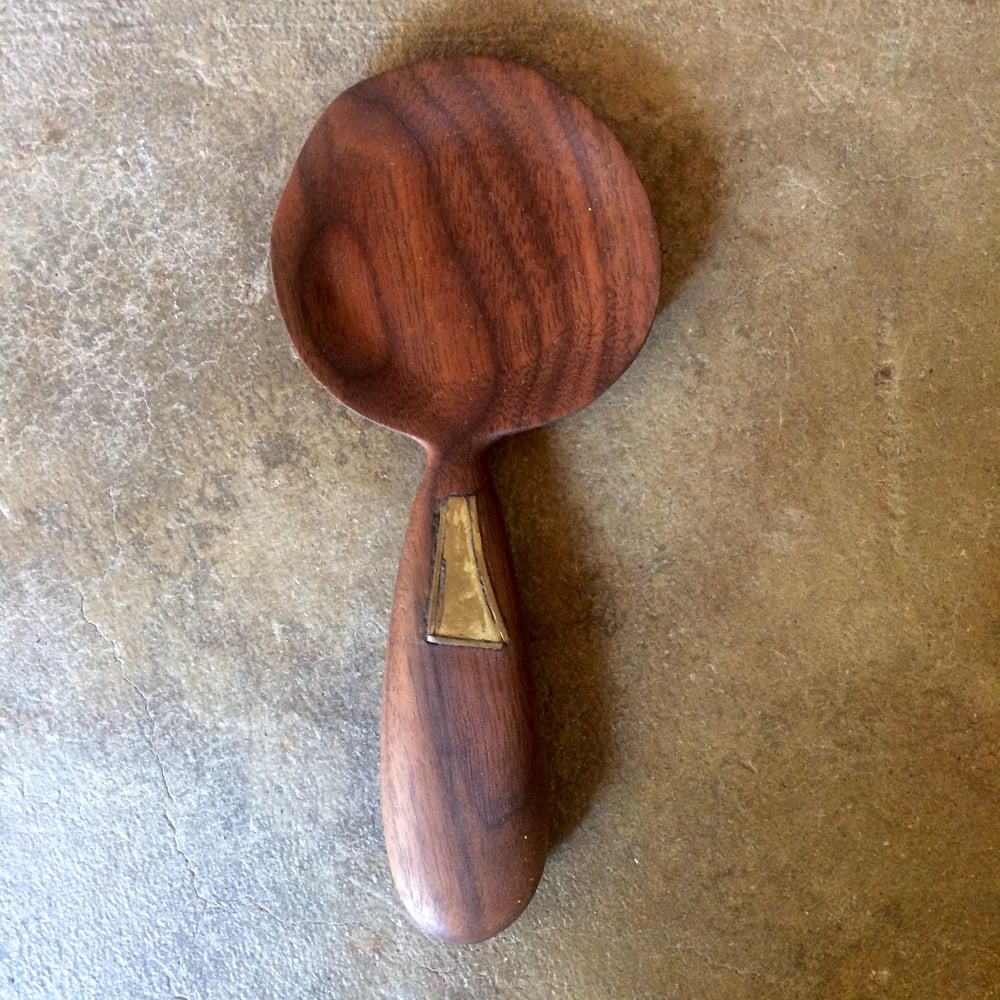 Image of Walnut Serving Scoop with Brass Inlay