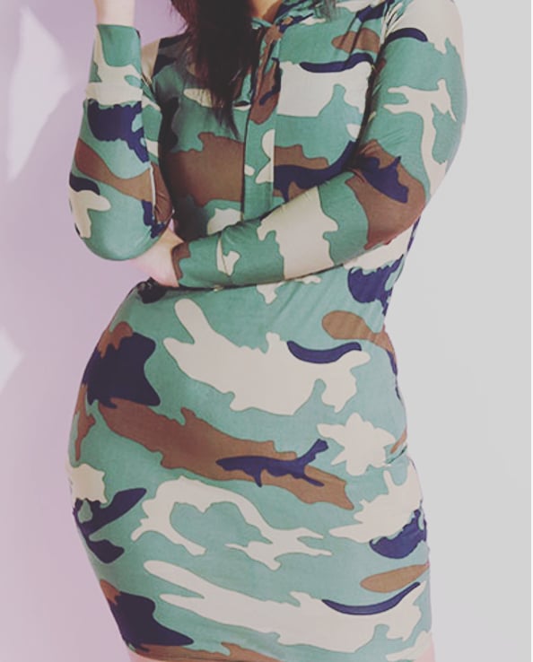 Image of Hooded camo bodycon Dress