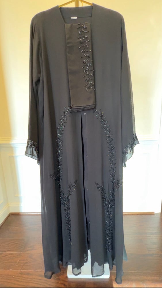 Image of Chiffon Beaded Abaya 