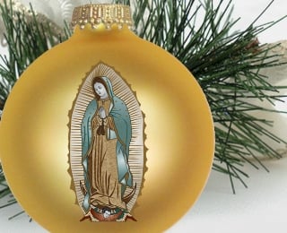 Image of Our Lady of Guadalupe Gold Velvet Christmas Ornament - Limited Stock