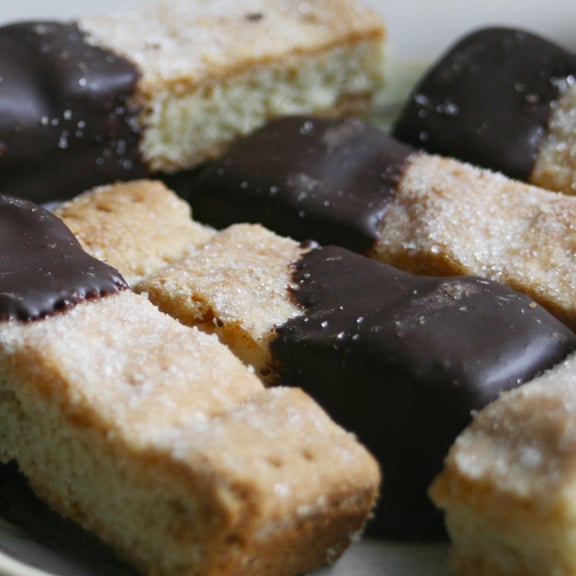 Image of Traditional Shortbread Fingers Dipped in Dark Chocolate - TWO DOZEN