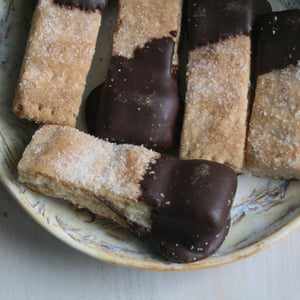 Image of Traditional Shortbread Fingers Dipped in Dark Chocolate - TWO DOZEN