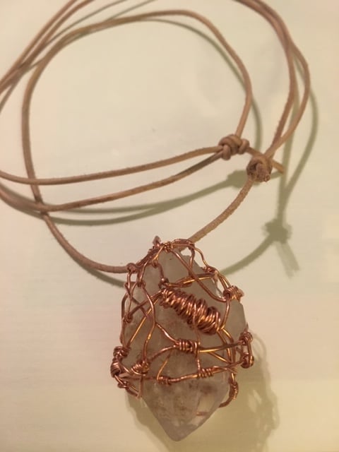 Image of Clear Quartz Copper wire pendant necklace