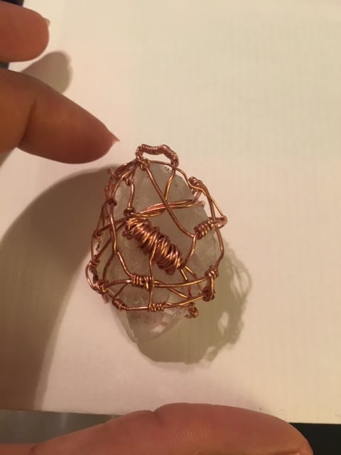 Image of Clear Quartz Copper wire pendant necklace