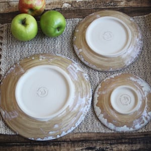 Image of Rustic White Dinnerware Place Setting, Handcrafted Ceramic Pottery Made in USA