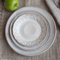 Image 3 of Rustic White Dinnerware Place Setting, Handcrafted Ceramic Pottery Made in USA