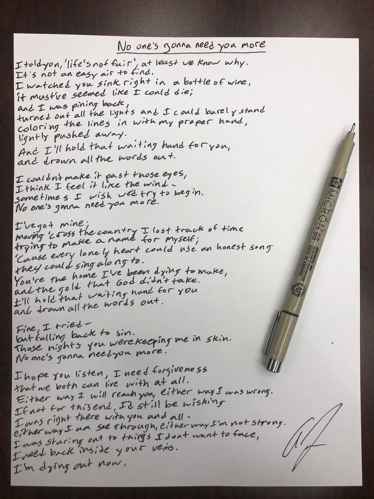 Hand Written Lyrics