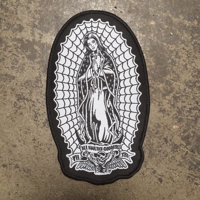 Image of All Hail the Goddess Virgin Lily Munster of Guadalupe Woven Patch