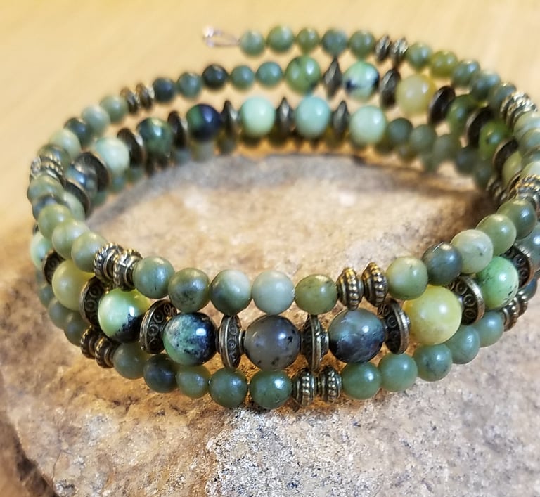 Green Agate Wrap Bracelet