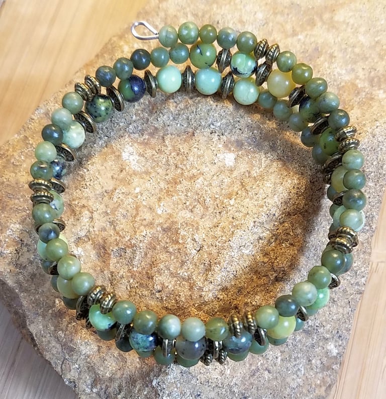 Green Agate Wrap Bracelet Image 2