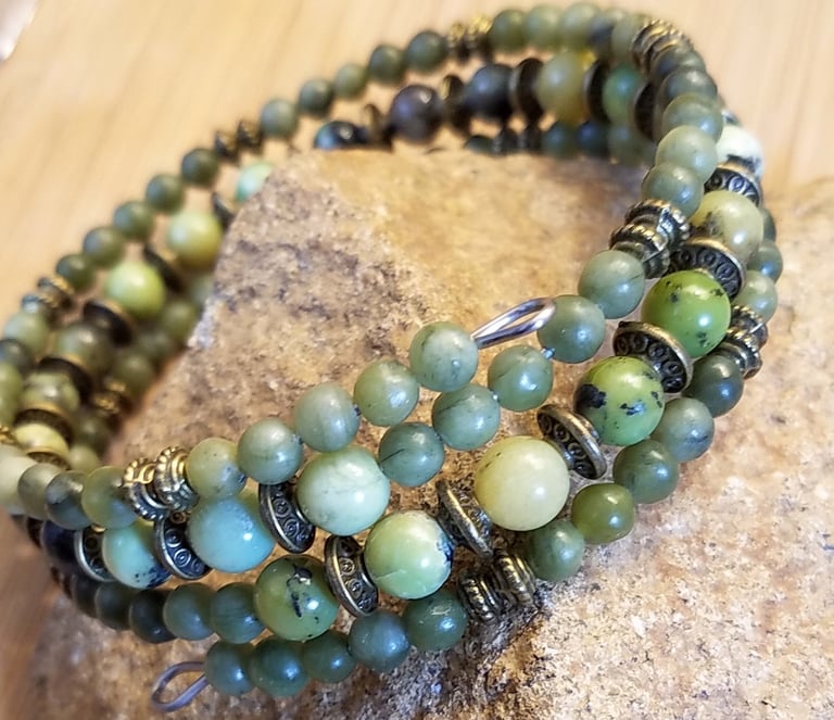 Green Agate Wrap Bracelet Image 3