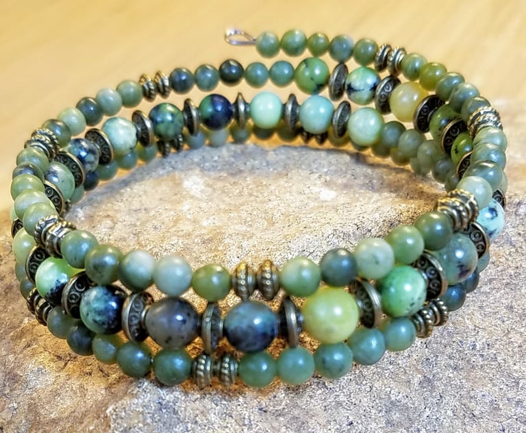 Green Agate Wrap Bracelet Image 4