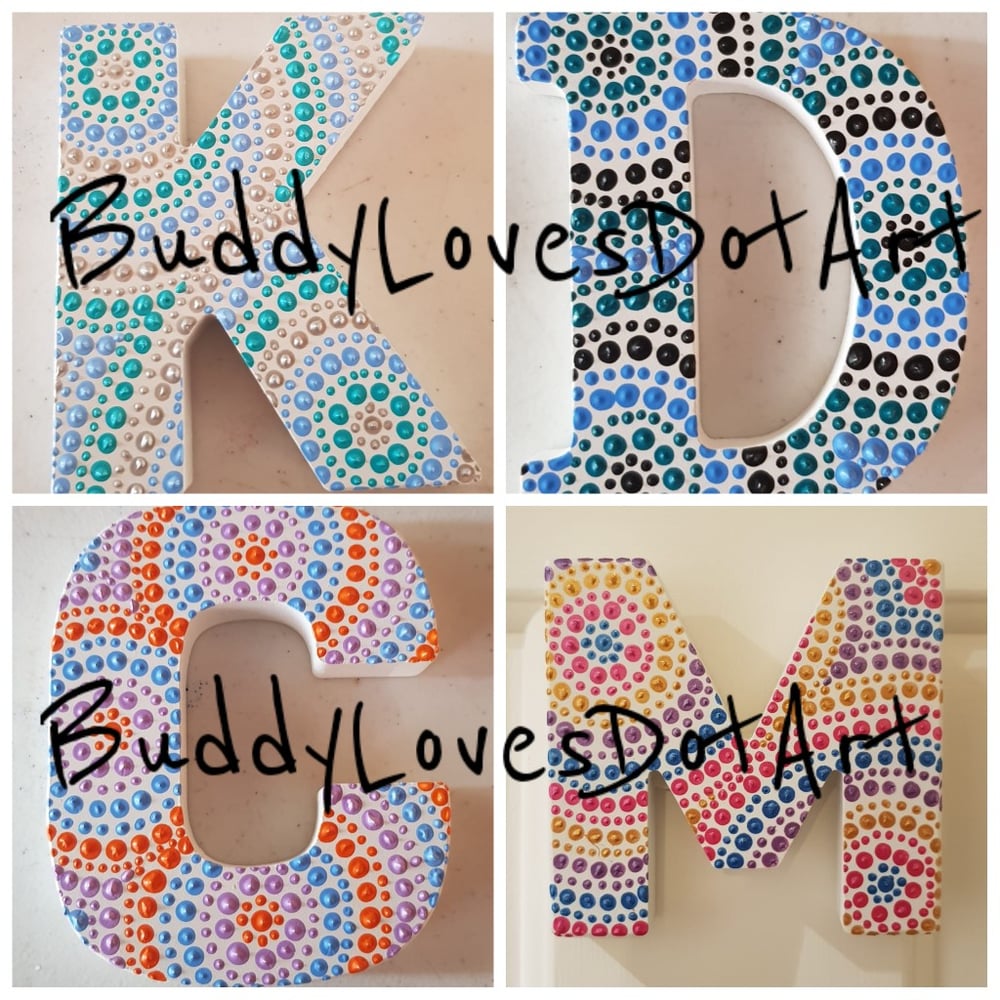 Image of Aboriginal dot art wooden letters
