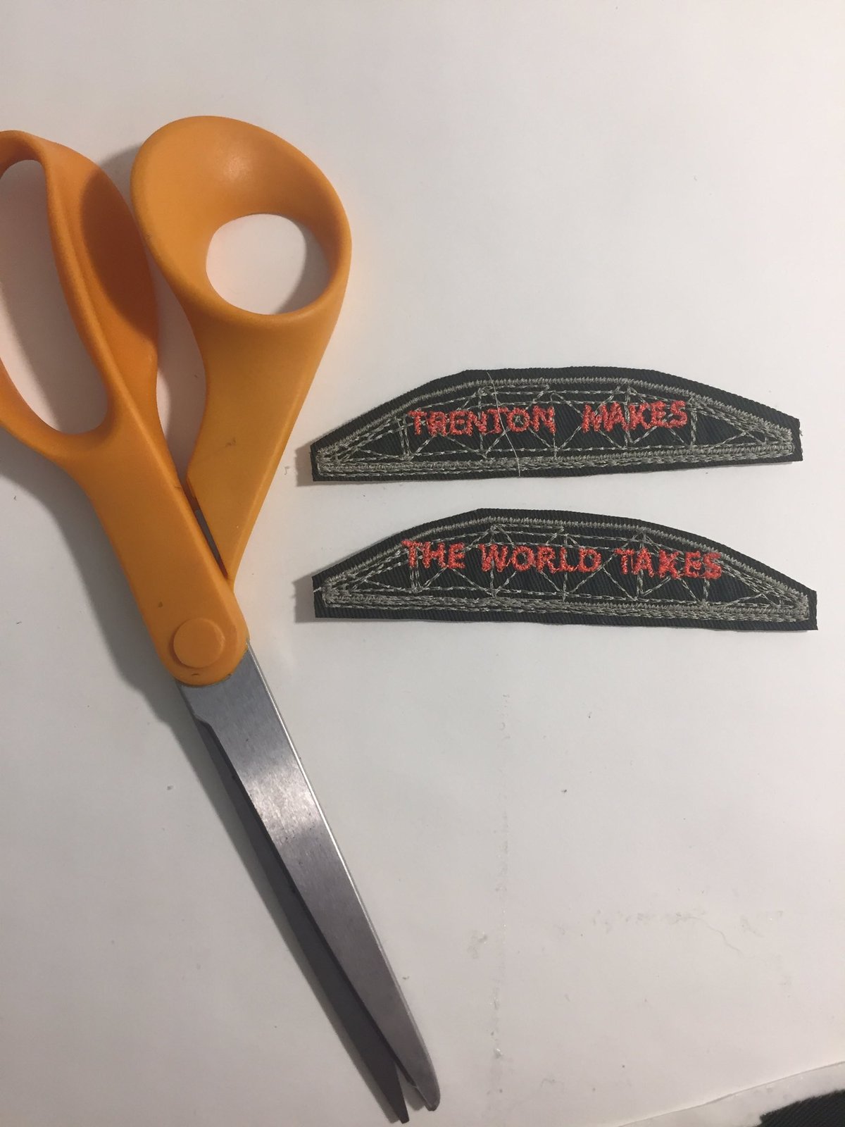 Image of Trenton Makes/The World Takes iron-on badges