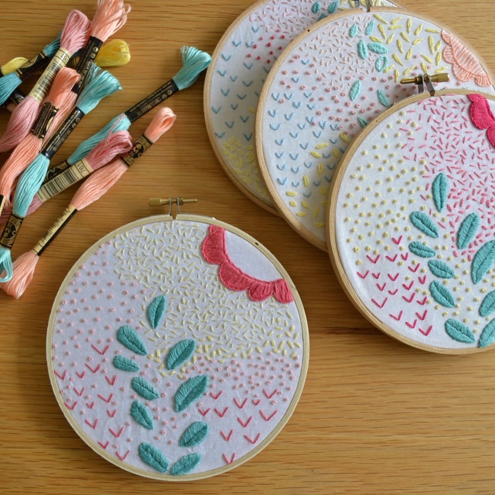 Image of Big flower embroidery sampler kit preorder 