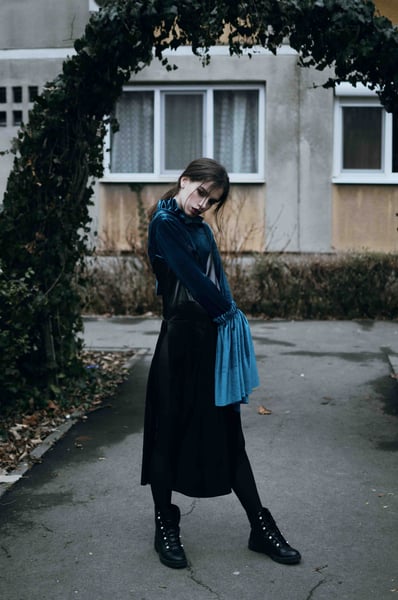 Image of Velvet Oversized Sleeve Top