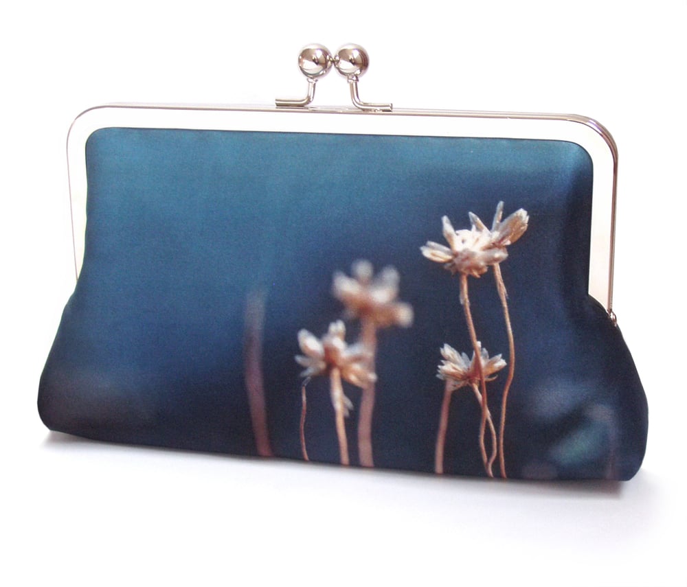 Image of Thrift blue, printed silk clutch bag