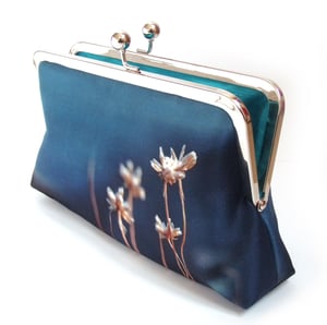 Image of Thrift blue, printed silk clutch bag