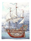 Pirate ship No. 3 12" X 9"