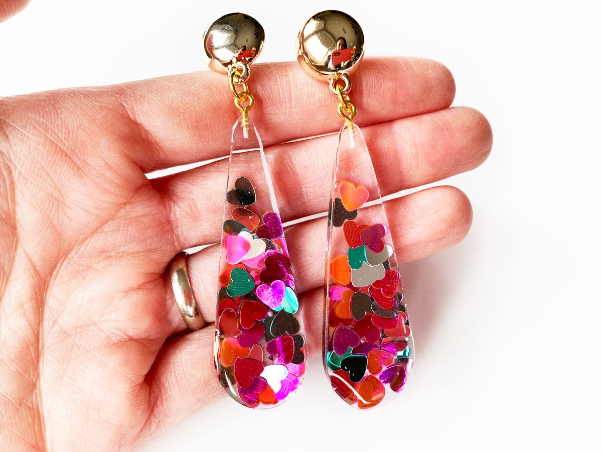 Image of Hearts Sparkle Statement Earrings