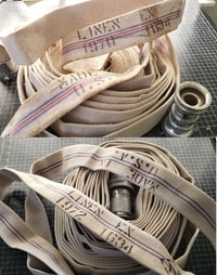 Image 5 of Custom Vintage Linen Fire Hose Strop. For straight razors or knives.