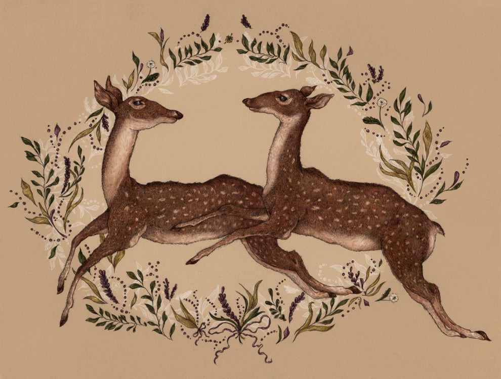 Image of Jumping Deer Print