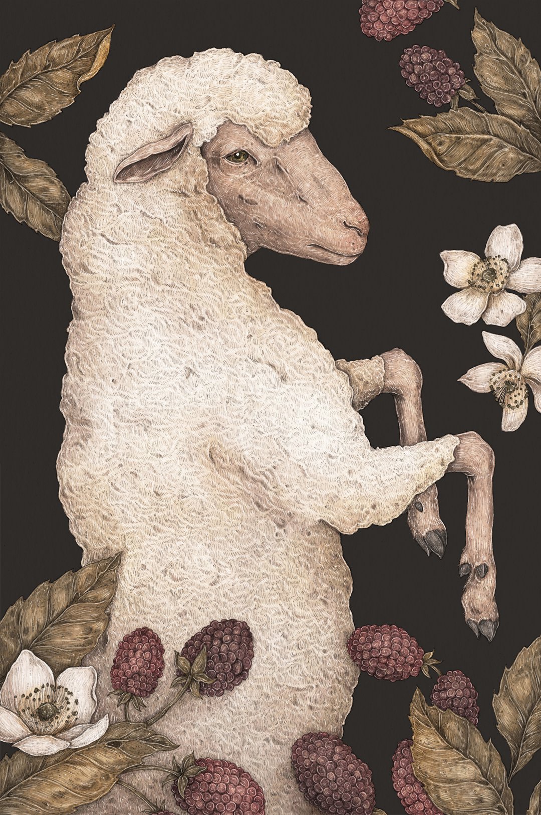 Image of The Sheep and Blackberries Print