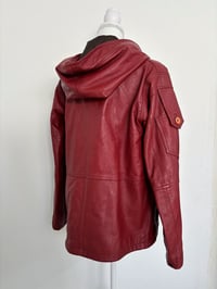 Image 2 of Vintage red leather coat // L