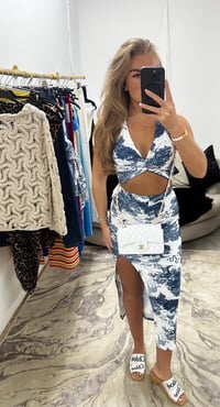 Image 1 of French print halter neck set 
