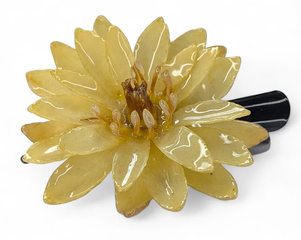 Image of Waterlily Hair Clip (Cream & Yellow)