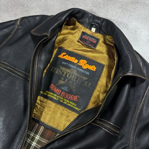 Image of 1990s Bomb Boogie Heayweight Leather Jacket, Size Large